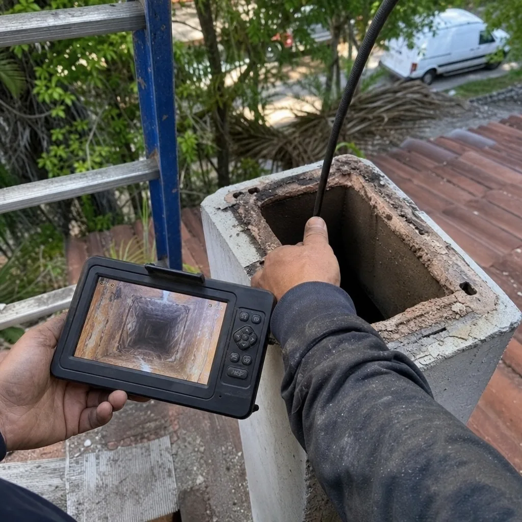 professional chimney inspection using a diagnostic camera system